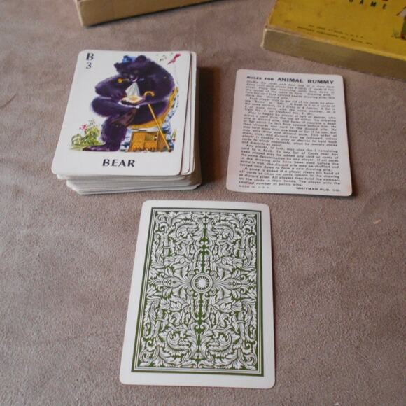 Whitman Animal Rummy Card Game 2998 Complete Original Box 1950s Vintage - Picture 3 of 8